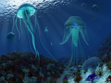 A Swarm of Jellyfish Swim the Panthalassic Ocean