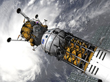 Buy Artist's Concept of a Space Tug Docked with a Lunar Lander at AllPosters.com