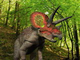 Buy A Colorful Triceratops Wanders a Cretaceous Forest at AllPosters.com