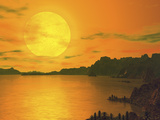 Buy A Hypothetical View across a Rocky and Watery Terrain on Extrasolar Planet Gliese 581 C at AllPosters.com