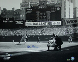 Don Larsen Autographed First Pitch Black And White Photograph