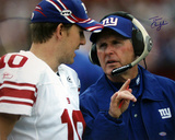 Tom Coughlin Autographed Talking With Eli Manning Close Up Photo- Coughlin Signed Only