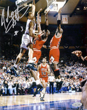 John Starks Autographed w/ Cartwright Dunk Vertical Photo