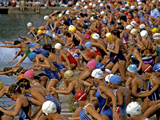 Buy A Crowd of Women Diving and Jumping into Lake Banyoles at AllPosters.com