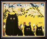 Three Black Cats Framed Art Print