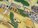 Detail of Ceramic Tiles Featuring an Illustrated Map of Andalusia