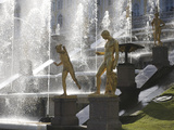 Gilded Statue of Samsom at the Great Cascade Fountain at Peterhof