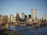 Buy Part of the Brooklyn Bridge Leading to the World Trade Center and the Lower Manhattan Skyline at AllPosters.com