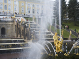 Gilded Statue of Samsom at the Great Cascade Fountain at Peterhof