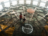 Two Women Walk across Glass-Floor in 1933 Shopping Center, Shanghai