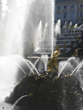 Gilded Statue of Samsom at the Great Cascade Fountain at Peterhof