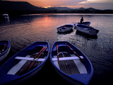 Buy Boats on the Shore of Lake Banyoles at Sunset at AllPosters.com