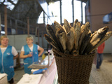 Buy Smoked Fish Being Sold at Central Market, Produce Market in Former Airship Hanger from the 30's at AllPosters.com