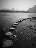 A Stone Pathway Crosses the River in Guilin, China