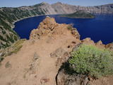 Wizard Island and Lake Shore, Mt Mazama, Crater Lake National Park, Oregon