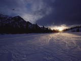 Raven (Corvus Corax) at Sunset, Alaska Range, Alaska