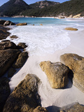 White Sand Beach Surrounding Lagoon, Two People