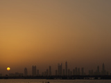Silhouette of Dubai Skyline at Sunset