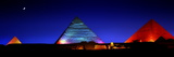 The Pyramids of Giza Lit Up at Night