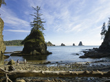 Buy Two Hikers Walk on Beach with Sea Stacks, Olympic National Park, Washington at AllPosters.com