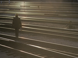 Buy A Railroad Worker with a Lantern and Yellow Hard Hat and Tracks at AllPosters.com