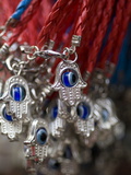 Hands of Fatima or Miriam Amulet Key Chains at the Carmel Market