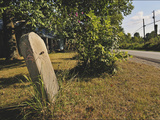 Buy A Limestone Sign Post Sits Along Historic Maple Grove Road at AllPosters.com