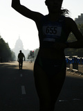 A Silhouetted Competitor Completes the 5K Lung Cancer Benefit Run