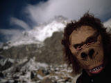 Trying to Bring Good Humor, an Expedition Member Wears a Yeti Mask