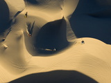 Aerial View of Atvs Riding in the Algodones Sand Dunes in the Morning