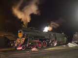 Polish State Railways Steam Locomotive Parked for the Night