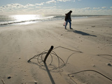 Buy A Person Near a Fence, Knocked Down by Heavy Atlantic Storm Surges at AllPosters.com
