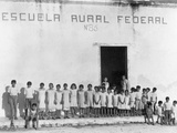 Buy Yucatan Children Stand Outside a Federally Funded School in Piste at AllPosters.com