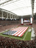 49ers Cardinals Football: Glendale, AZ - American Flag lines the Field at University of Phoenix Sta