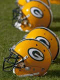 Packers Training Camp: Green Bay, WISCONSIN - Green Bay Packers Helmets