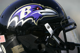 Ravens Raiders Football: Oakland, CA - A Baltimore Ravens Helmet