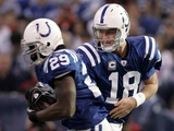 Bengals Colts Football: Indianapolis, INDIANA - Peyton Manning and Joseph Addai