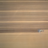 Aerial Shot of a Tractor Cultivating
