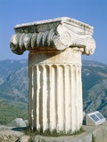 Ionian column an the Holly Street in Delphi, Greece