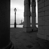 Italy, Venice, two pillars, in the background Santa Maria Della Salute