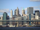 Skyline of New York City with East River, Manhattan and Brooklyn Bridge
