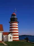 Red and White Striped Lighthouse Photographic Print