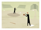 Two Figures Playing Baseball
