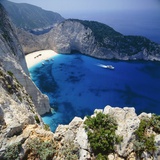 Boats in a bay on Zakynthos, Greece
