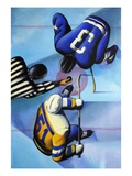 men playing hockey, overhead view