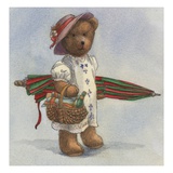 Illustration of a Teddy Bear with a Picnic Basket by Alexandra Day