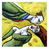 Woman Avoiding a Kiss from a Man Giclee Print