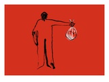 Figure Holding a Heart in a Plastic Bag Giclee Print