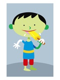 space boy eating popsicle