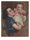 Illustration of Mother Holding Baby by Laurent Potter